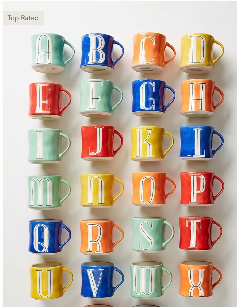 Anthropologie "F" Mia Colorway Monogram Mug - mint green
